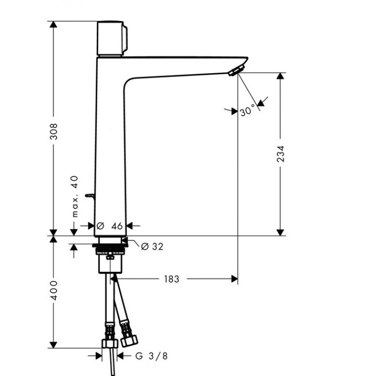 Hansgrohe Talis Select E Izlietnes jaucējkrāns 240, 71752000 Hansgrohe Talis Select E Izlietnes jaucējkrāns 240, 71752000