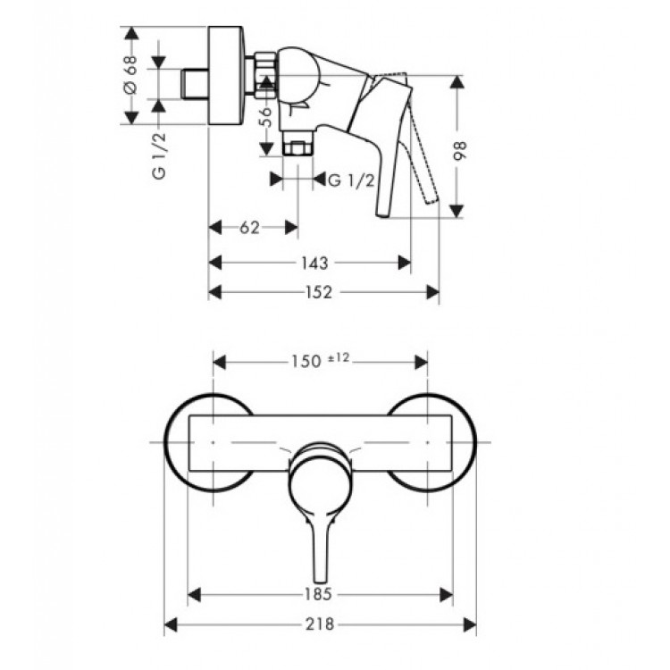 Hansgrohe Talis S Dušas jaucējkrāns, 72600000 Hansgrohe Talis S Dušas jaucējkrāns, 72600000