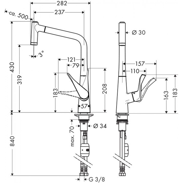Hansgrohe Metris Virtuves jaucējkrāns 320, 14820800 Hansgrohe Metris Virtuves jaucējkrāns 320, 14820800