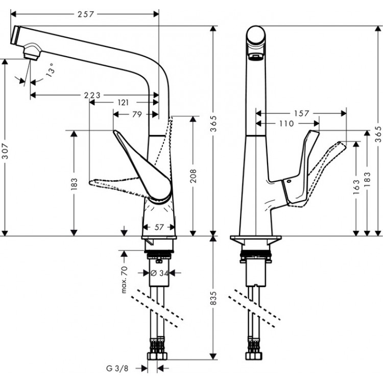 Hansgrohe Metris Select Virtuves jaucējkrāns 320, 14883000 Hansgrohe Metris Select Virtuves jaucējkrāns 320, 14883000