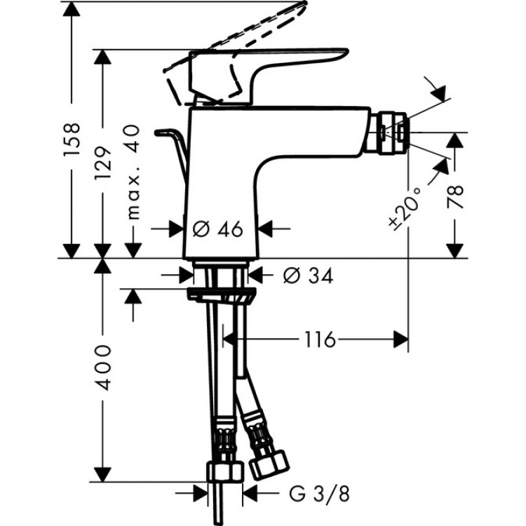 Hansgrohe Talis E Bidē jaucējkrāns, 71720000 Hansgrohe Talis E Bidē jaucējkrāns, 71720000