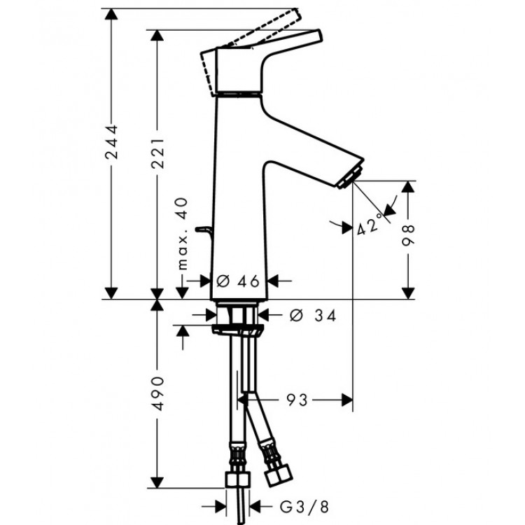 Hansgrohe Talis S CoolStart Izlietnes jaucējkrāns 100, 72022000 Hansgrohe Talis S CoolStart Izlietnes jaucējkrāns 100, 72022000