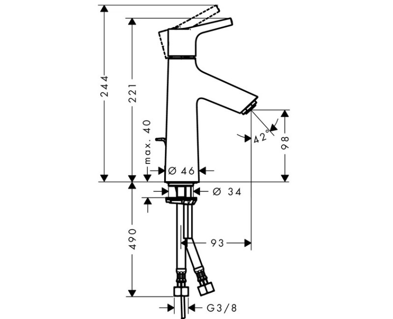 Hansgrohe Talis S CoolStart Смеситель для умывальника 100, 72022