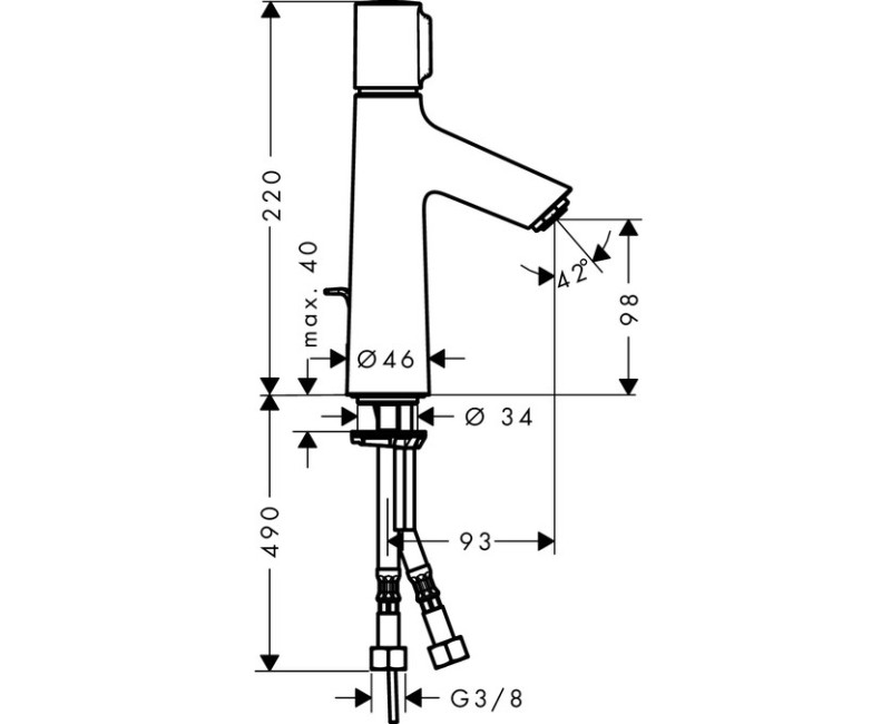 Hansgrohe Talis Select S Izlietnes jaucējkrāns 100, 72042000