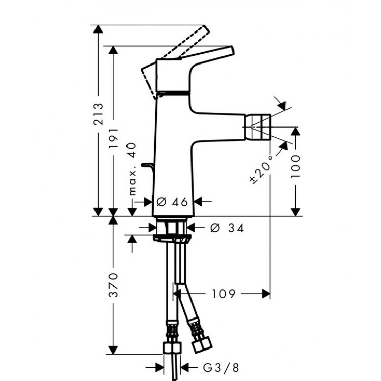 Hansgrohe Talis S Bidē jaucējkrāns, 72200000 Hansgrohe Talis S Bidē jaucējkrāns, 72200000