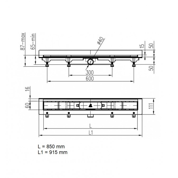 HACO Душевой канал PLZS 850 MM, 850mm HACO Душевой канал PLZS 850 MM, 850mm