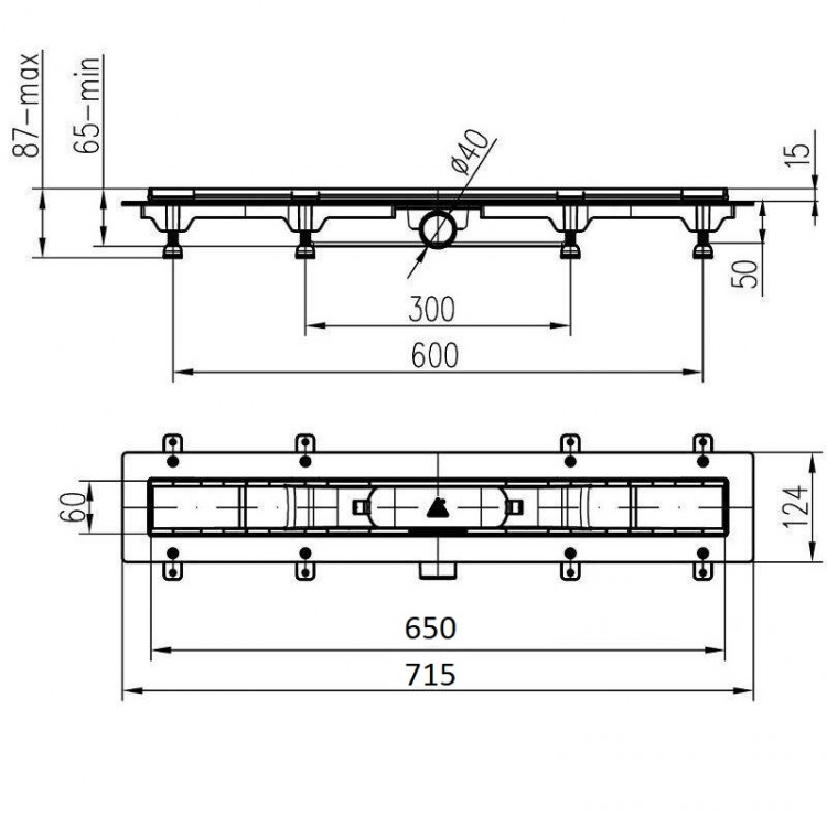 HACO Душевой канал PLZ 650 SM, 650mm HACO Душевой канал PLZ 650 SM, 650mm