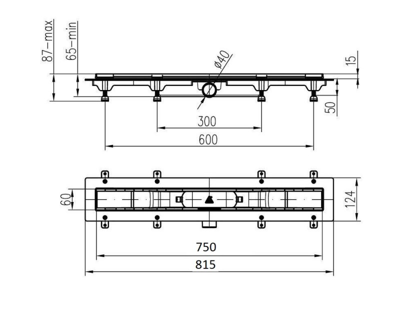 HACO Dušas noteces traps PLZ 750 KM 750mm
