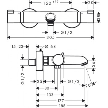 Hansgrohe Ecostat Comfort Vannas/dušas termostats, 13114700