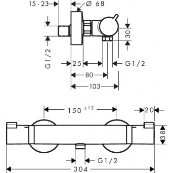 Hansgrohe Ecostat Comfort Dušas termostats, hroms 13116340