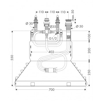 Hansgrohe 4-caurumu vannas maisītāja iebūvējamā daļa 13444180