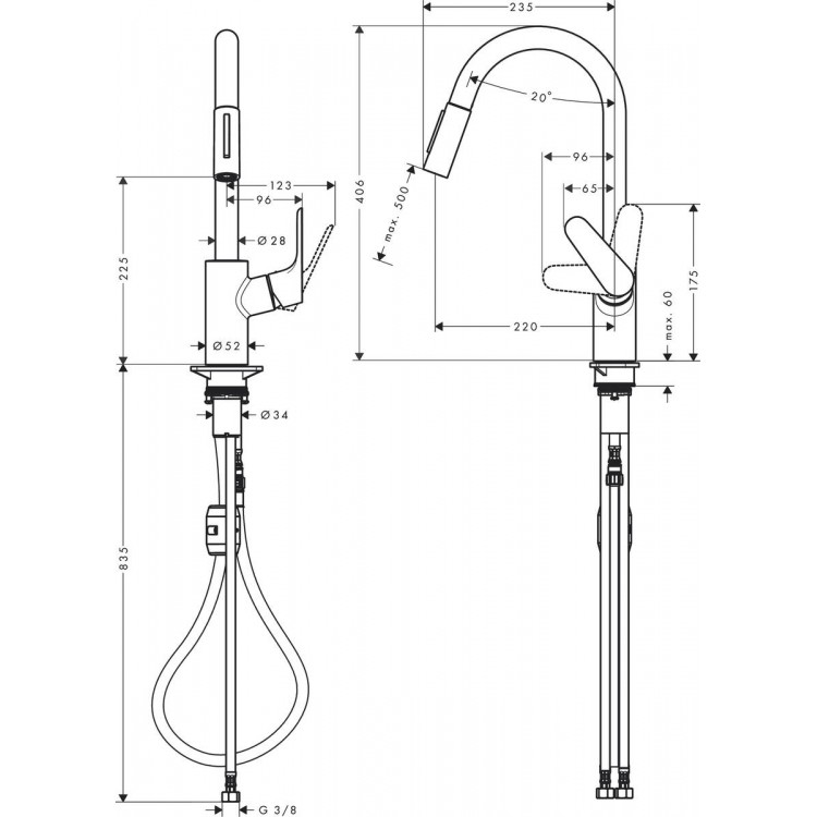 Hansgrohe Focus M41 Virtuves jaucējkrāns, 31815670 Hansgrohe Focus M41 Virtuves jaucējkrāns, 31815670