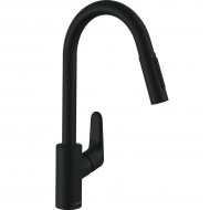 Virtuves Izlietnes maisītājs Hansgrohe Focus M41 240 2jet,  ar izvelkamu galvu, matēts melns