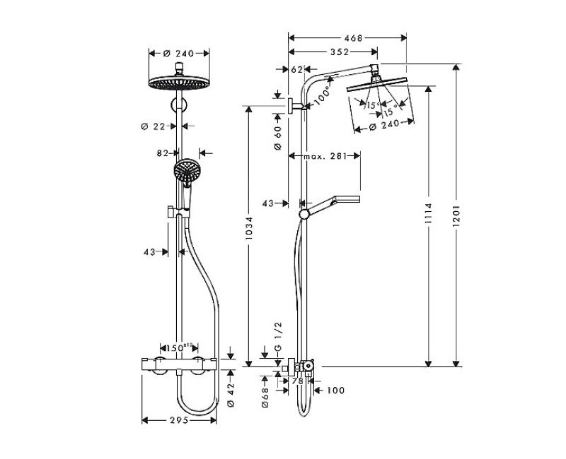 Hansgrohe Crometta S 240 Душевая система 26708000