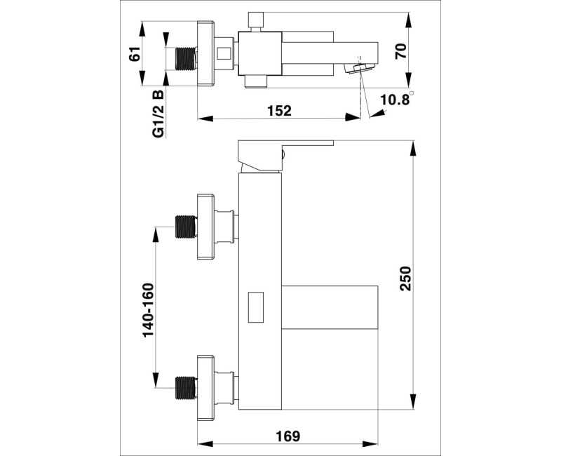 HERZ-SQ BLACK Смеситель для Cмеситель для ванны и душа, UH00360B