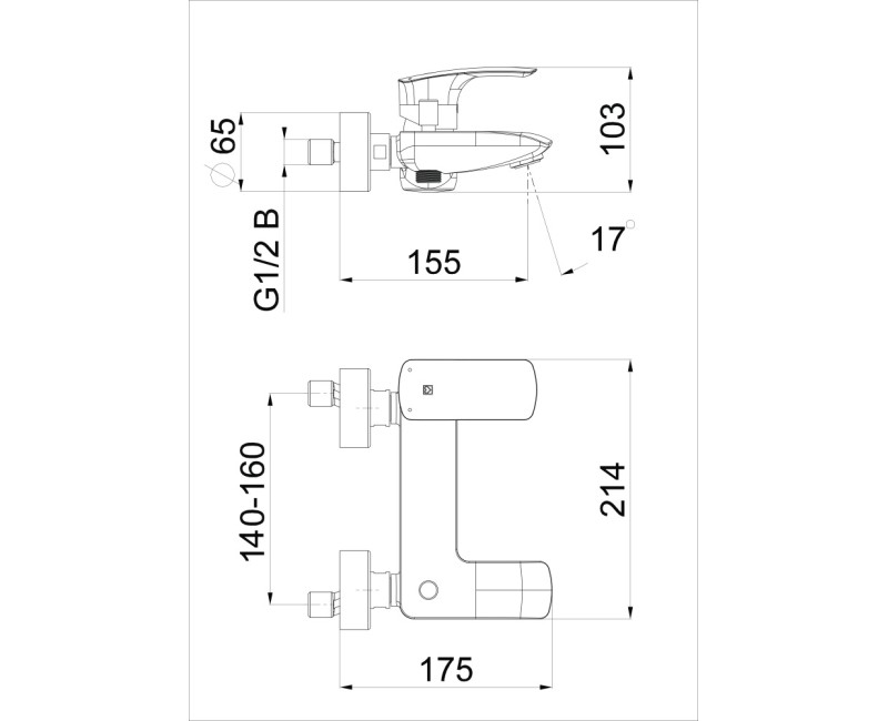 HERZ-ELITE BLACK Смеситель для Cмеситель для ванны и душа, UH003