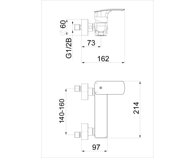 HERZ-ELITE BLACK Cмеситель для душа, UH00485B