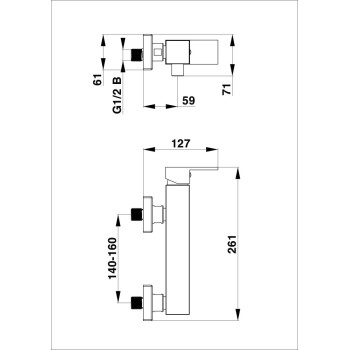 HERZ-SQ BLACK Dušas  jaucējkrāns, UH00494B