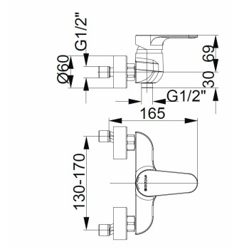 HERZ-INFINITY Dušas  jaucējkrāns, hroms UH00401