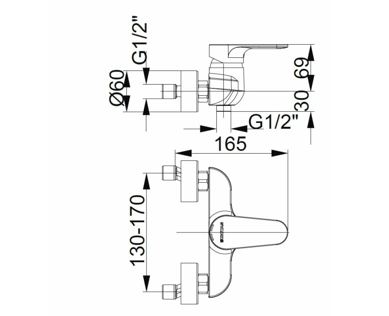 HERZ-INFINITY Dušas  jaucējkrāns, hroms UH00401