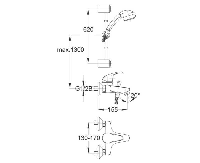 HERZ-SIMPATY Vannas/dušas  jaucējkrāns, hroms UH00384