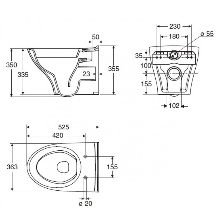 IDO Glow Rimfree Piekaramais WC ar vāku, 7816601101+9157001001