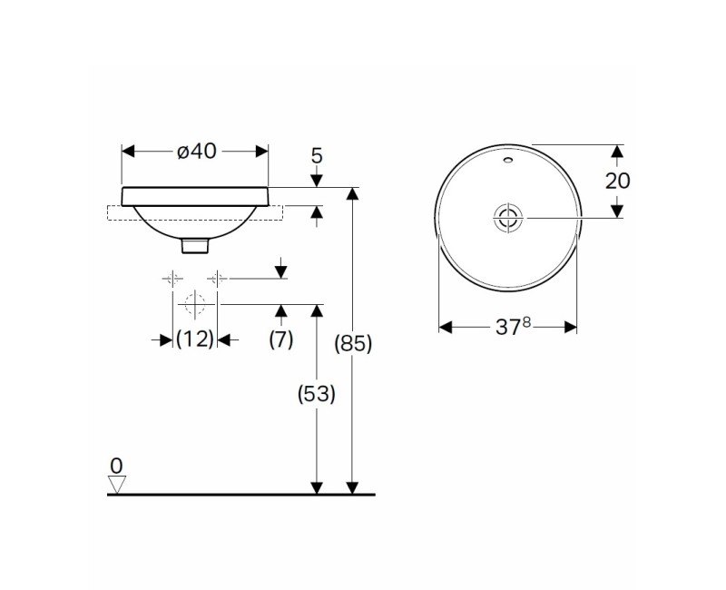 VariForm Iebūvējamā izlietne 40cm, 500.700.01.2