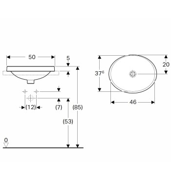 VariForm Раковина встраиваемая 50x40см, 500.710.01.2