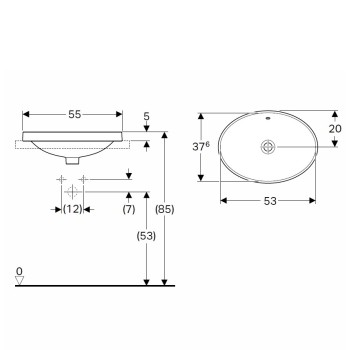 VariForm Раковина встраиваемая 55x40см, 500.716.01.2