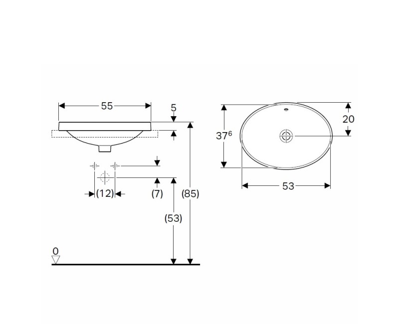 VariForm Раковина встраиваемая 55x40см, 500.716.01.2