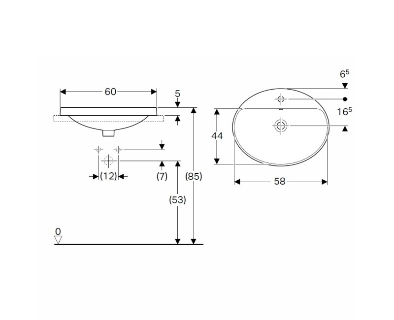VariForm Раковина встраиваемая 60x48см, 500.724.01.2