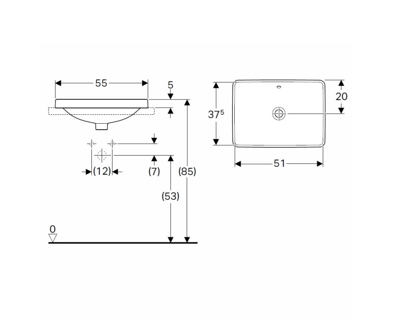 VariForm Раковина встраиваемая 55x40см, 500.736.01.2