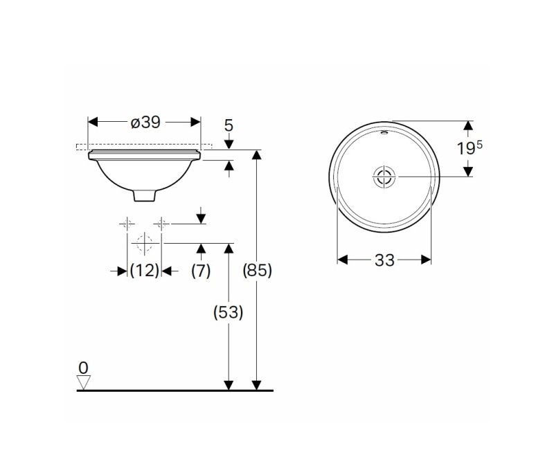 VariForm Раковина встраеваемая, 33cm, 500.744.01.2