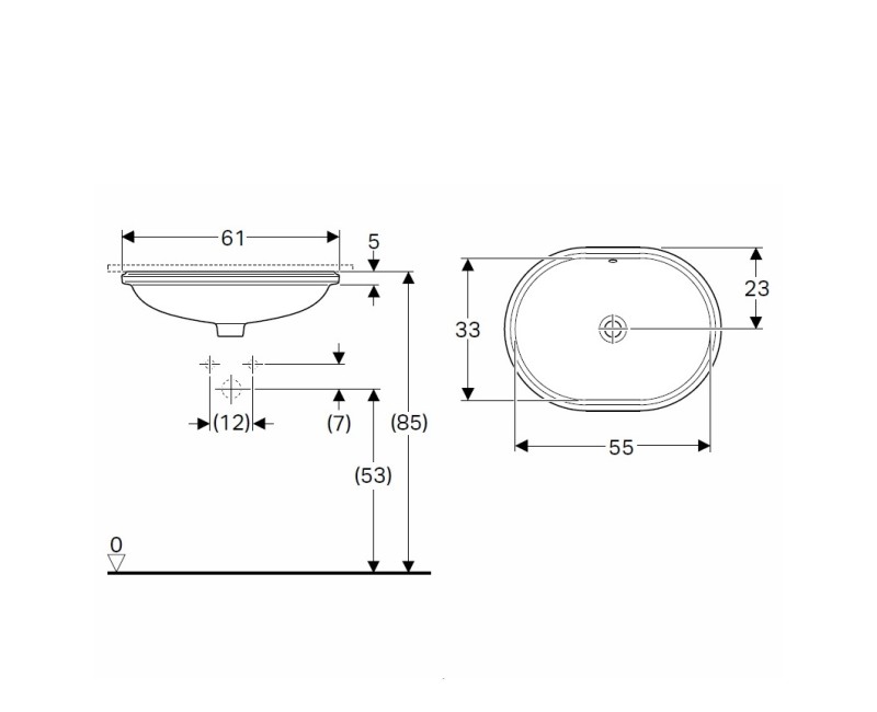 VariForm Pabūvējamā izlietne 55x33cm, 500.756.01.7