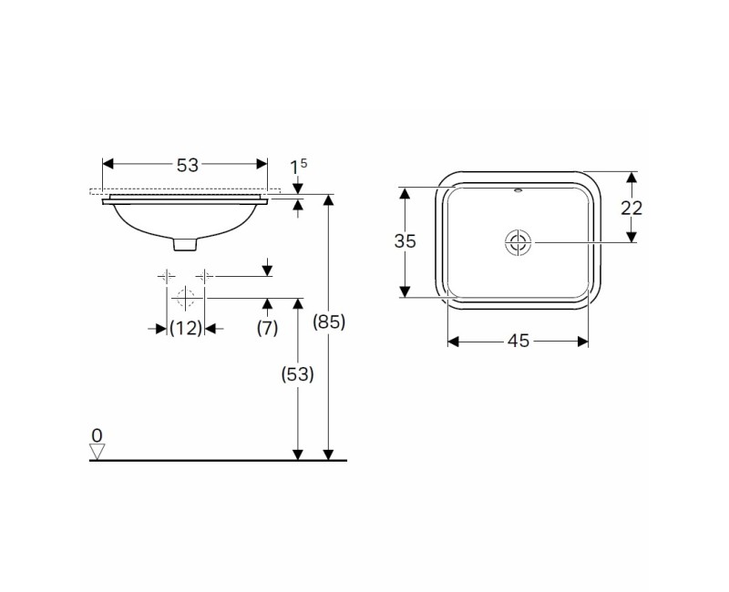VariForm Pabūvējamā izlietne 45x35cm, 500.760.01.2