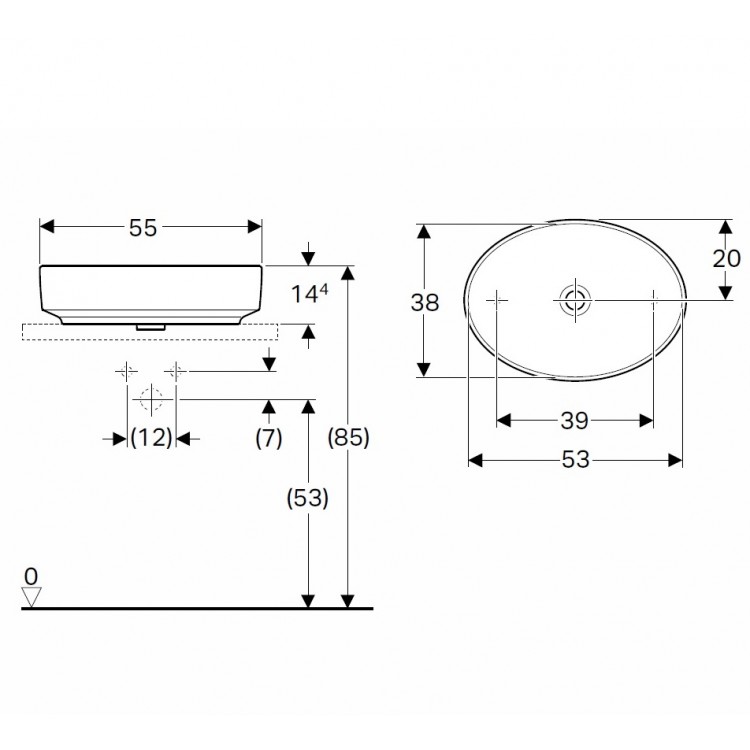 VariForm Vannas istabas izlietne 55cm, uzliekamā 500.771.01.2 VariForm Vannas istabas izlietne 55cm, uzliekamā 500.771.01.2