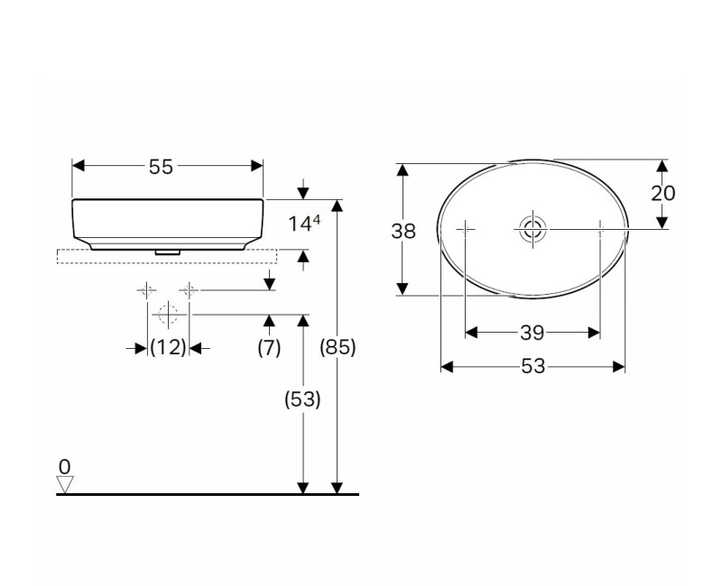 VariForm Vannas istabas izlietne 55cm, uzliekamā 500.771.01.2