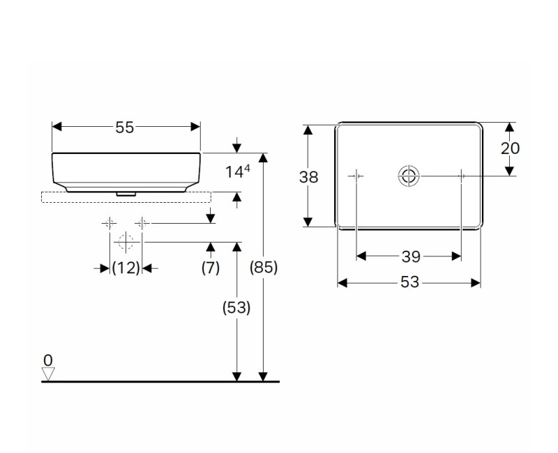VariForm Vannas istabas izlietne 55cm, uzliekamā 500.779.01.2