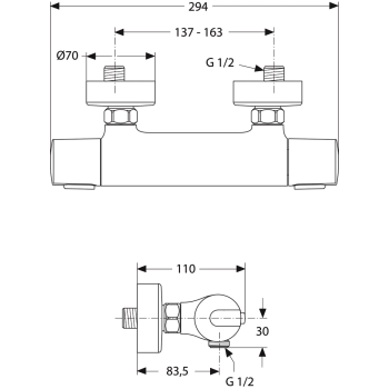 Ideal Standard Ceratherm 100 Dušas termostats, A4618AA