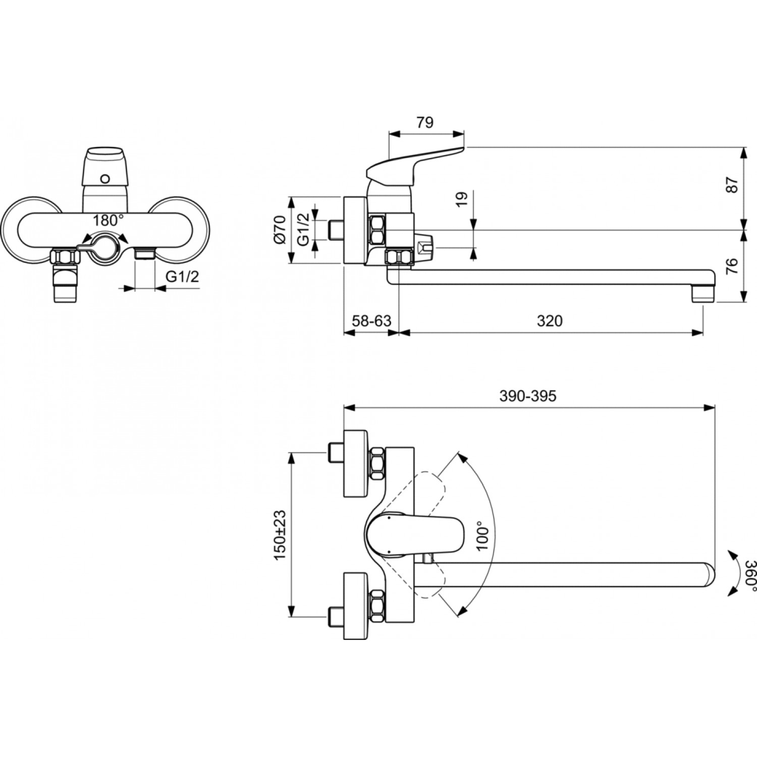Ideal Standard Ceraflex Vannas/dušas jaucējkrāns, B1741AA - B1741AA