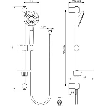 Ideal Standard Rain Evo Dušas komplekts 3-režīmi, B2620AA