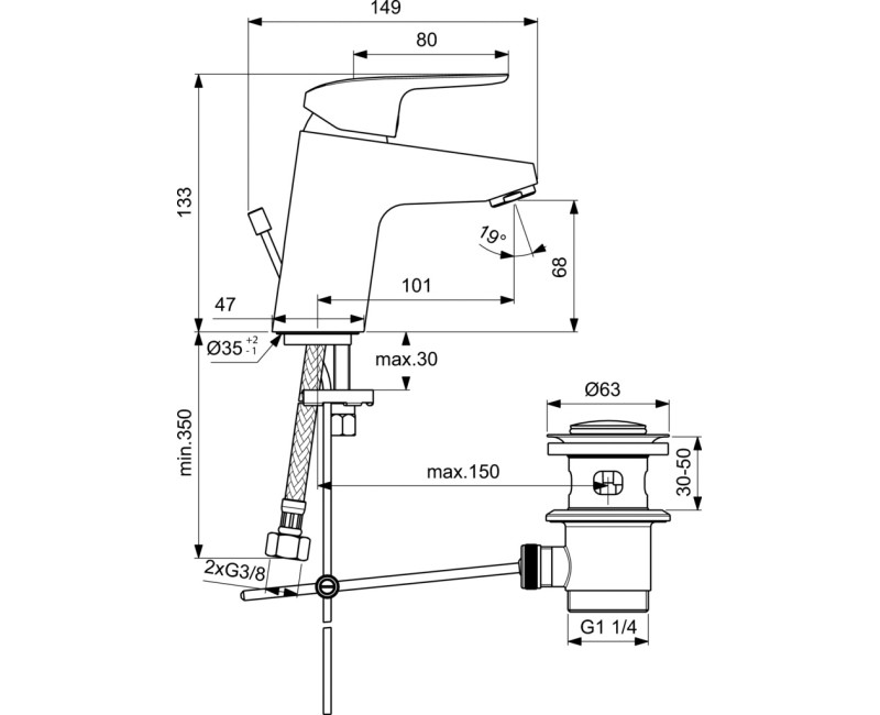 Ideal Standard Ceraflex Смеситель для умывальника, B1707AA