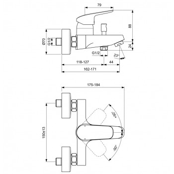 Ideal Standard Ceraflex Смеситель для ванны/душа, B1721AA