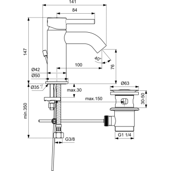 Ideal Standard Ceraline Izlietnes jaucējkrāns, melns matēts BC193XG