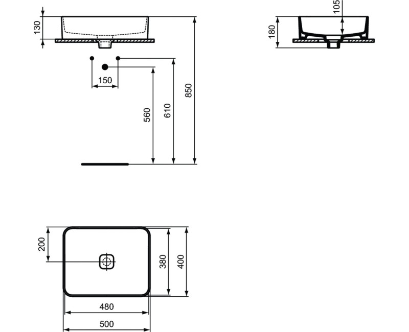Ideal Standard STRADA II Нaкладная раковина 50x40cm, T296701