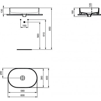 Ideal Standard STRADA II Uzliekamā izlietne 60x40cm, T298101