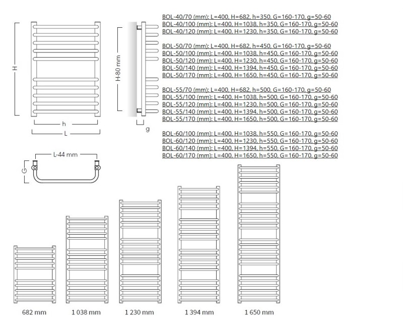 Instal Projekt Dvieļu žāvētājs BOLERO 500x1038mm, balts