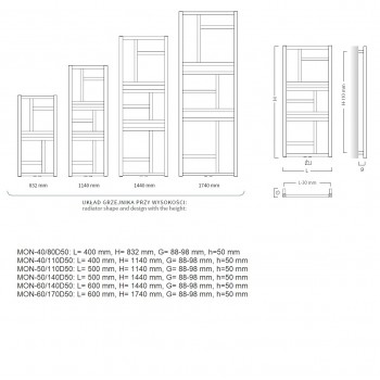Instal Projekt Dvieļu žāvētājs Mondrian 500x1140mm, melns