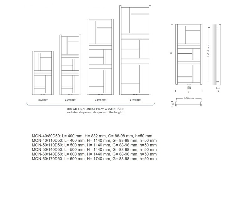 Instal Projekt Dvieļu žāvētājs Mondrian 500x1140mm, melns