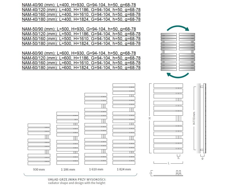 Instal Projekt Dvieļu žāvētājs Nameles 400x1824mm, melns